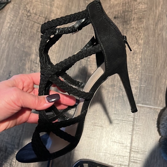 Aldo black braided zip up buckle heels - Picture 10 of 14